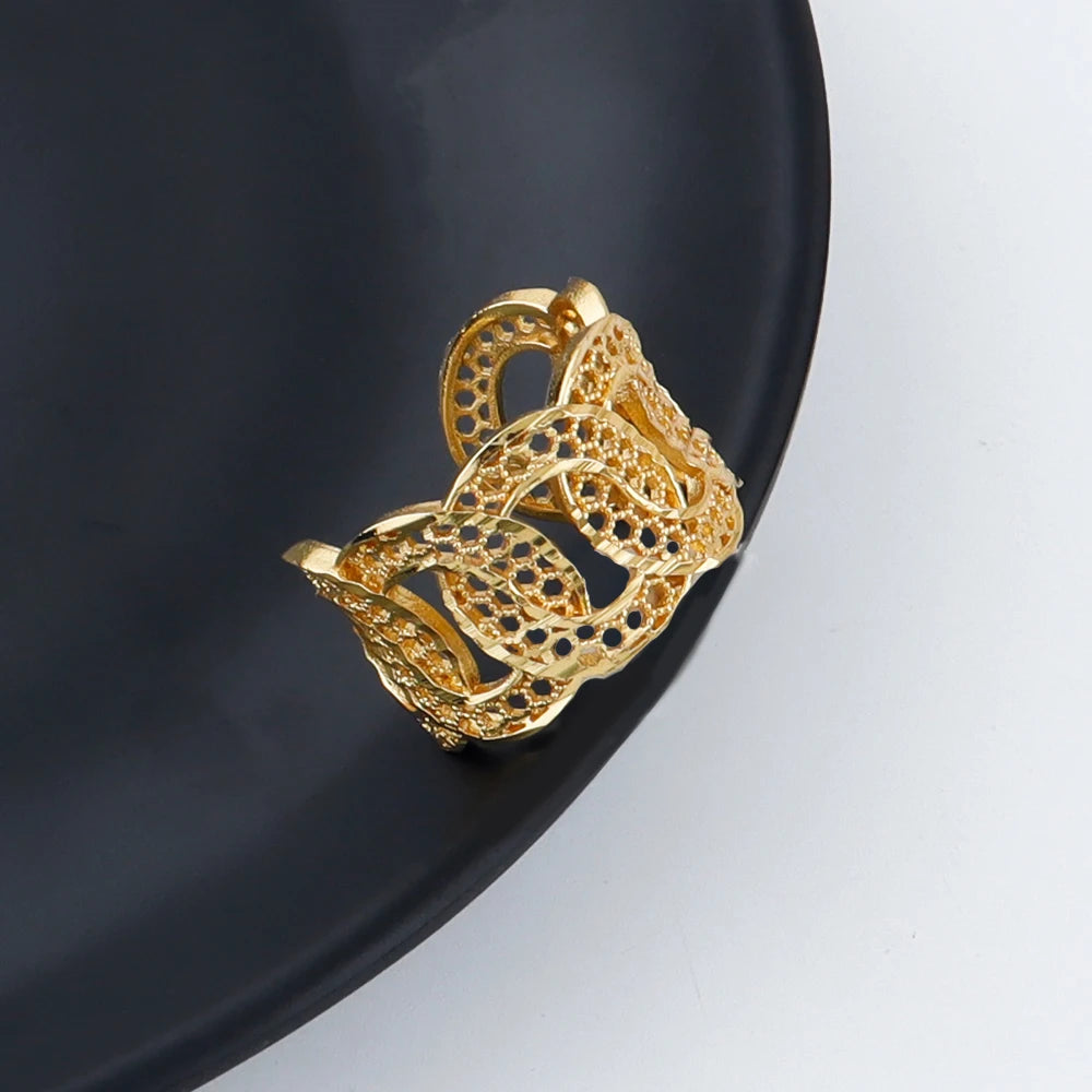 Gold color accessories luxury necklace bracelet ring earrings jewelry set women 18k gold plated dubai jewelry set Exquisite gift