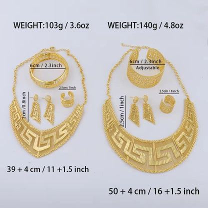 hot selling necklaces earrings bracelets ring jewelry sets four-piece Dubai African Gold Color Flower bride wedding  Party Gifts
