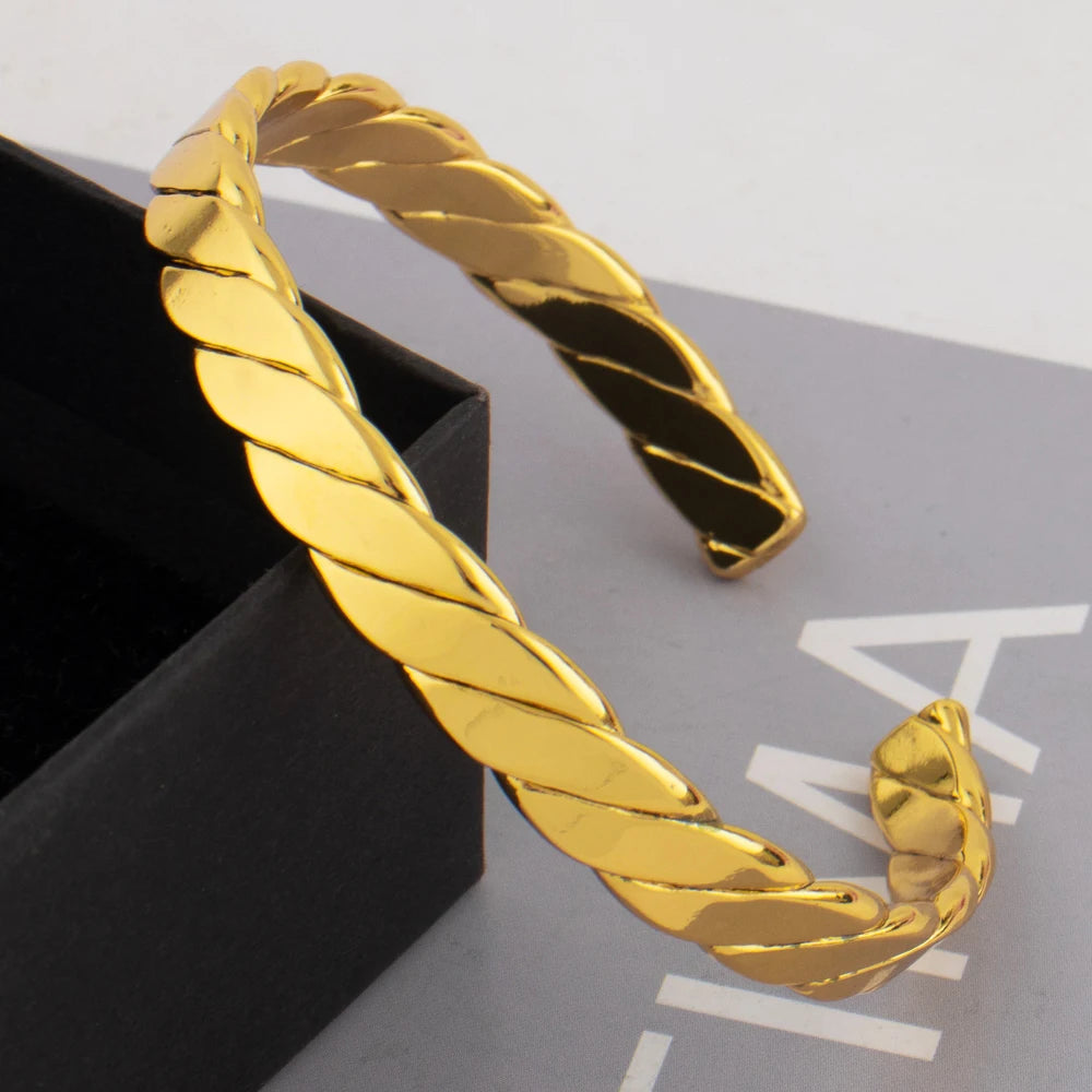 Stainless Steel Gold Plated Bracelet Simple and Trendy Women's Personalized Adjustable Opening Bracelet Waterproof Jewelry