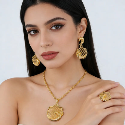 Antique Ethnic Indian Vintage Bridal Jewelry Set Chic Necklace And Earrings Combo for Women Perfect Party Gift