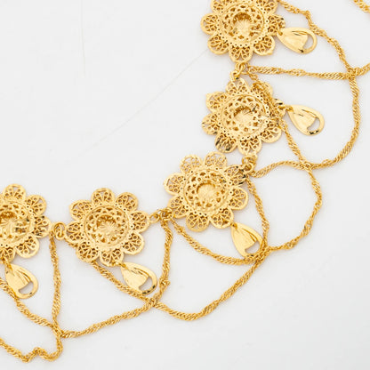 African 18k Gold Color Jewelry Set for Women Flower Design Necklace and Earrings 2Pcs Set for Weddings Party Jewelry Dubai Gift