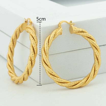 YM Gold Plated Hoop Earrings For Women Men 60MM Copper Circle Round Sliver Color Ear Wedding Gift Jewelry Accessory Daily Wear - YUEMING JEWELRY