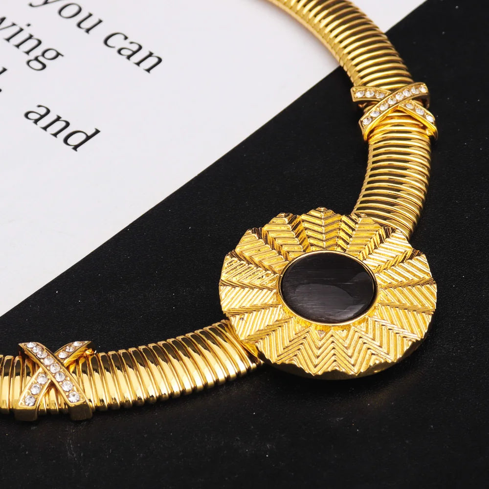 Joyería de oro de alta calidad para niñas, juego de joyas de oro etíope, juego de collares con aretes de boda africana de Dubái