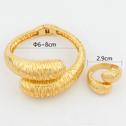 Dubai Leaf Cuff Bangle with Ring For Women 18k Gold Plated Bracelet Nigerian Wedding Jewelry Party Gift Jewelry Accessories - YUEMING JEWELRY