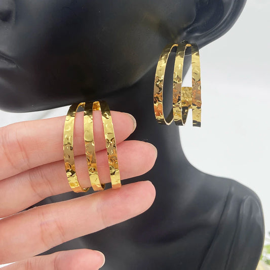 Gorgeous Chic Hoop Earrings Girl Fashion C Shape Earrings Daily Wear Stainless Steel Gold Plated Elegant Charm Jewelry Birthday