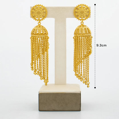 Hoop Earrings for Women 3D Design Tassel Drop Earrings 18k Gold Color Dubai African Party Earrings Accessory for Weddings Gifts