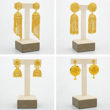 Hoop Earrings for Women 3D Design Tassel Drop Earrings 18k Gold Color Dubai African Party Earrings Accessory for Weddings Gifts