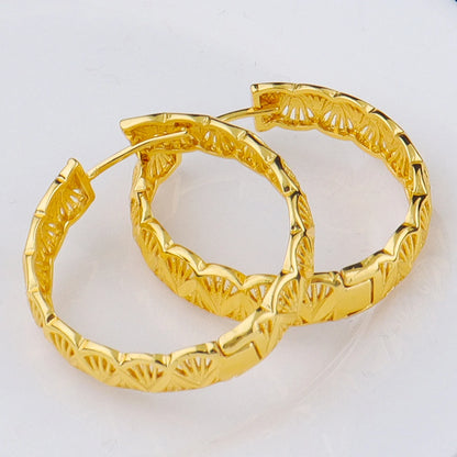 18k Golden Earrings Middle East hollowed-out Design Earrings For Women Wedding Birthday Proluxe Fine Jewelry Gifts
