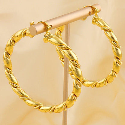 Vintage Round Stainless Steel Hoop Earrings For Women Gold Plated Earring Wedding Party Jewelry Christmas Gifts