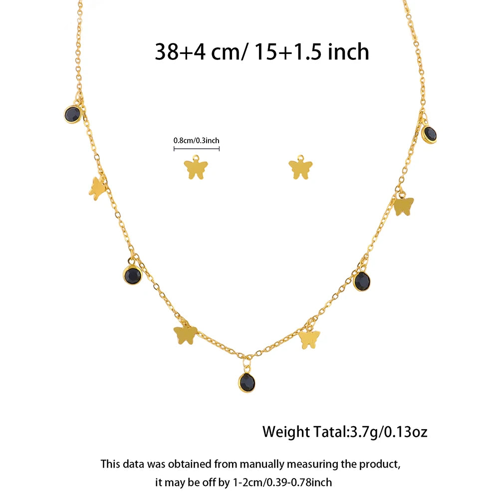 316L Stainless Steel Geometric Colorful Crystal Zirconia Pendant Necklace For Women Fashion Neck Chain Aesthetic Jewelry Gift