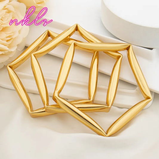 Arab Color Cuff Bangles Hexagonal Quadrilateral Round Bracelet  Plated Luxury Copper Bracelet Arm Vintage Jewelry