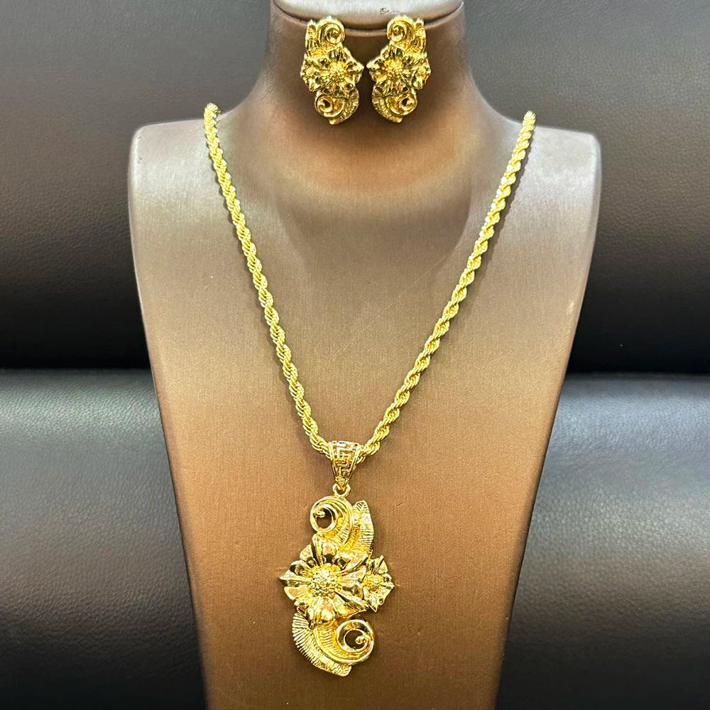 YM Jewelry Set for Women Gold Color Bridal Wedding Ethiopia Dubai Nigerian African Necklace Earrings Bracelet Ring Jewellery - YUEMING JEWELRY