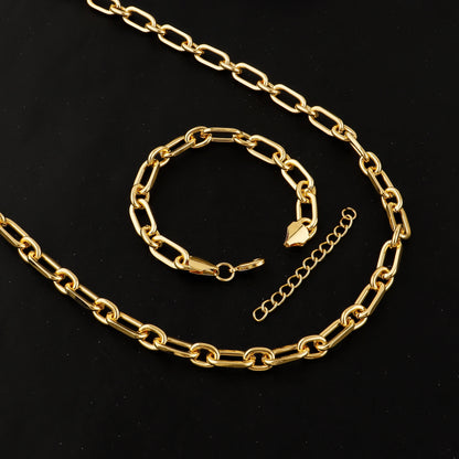 Classic Cuban Chain Set Necklace and Bracelet 2Pieces Set for Men and Women Suitable for Any Occasion