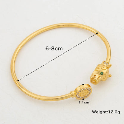 5PCS Charm Bracelets with Gift Box Gold Plated Zircon Cuff Bangles African Luxury Leopard Head Jewelry Women Wedding Party Gifts