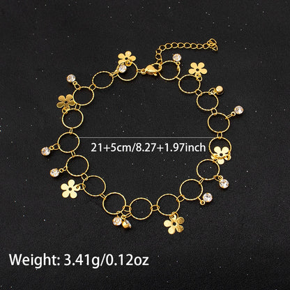 women foot jewelry Stainless Steel Luxury Shiny Zircon Anklets Bracelet 18K Plated Waterproof Statement Jewelry Gift New