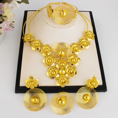 France Luxury Bridal Jewelry Set for Women, Indian Nigerian Wedding Necklace & Earring Gift for Jewellery Woman