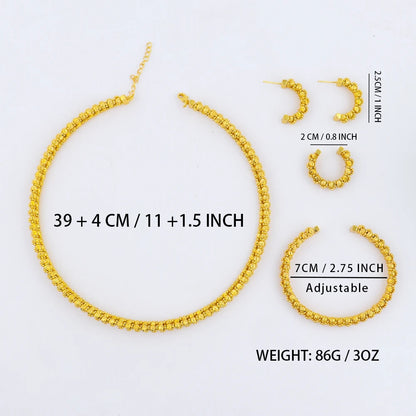 Gold Plated Weaving Tassel Pendant Necklace Earrings Bracelet Ring Jewelry Set for Women Fashion Jewelry Gift for Party Wedding