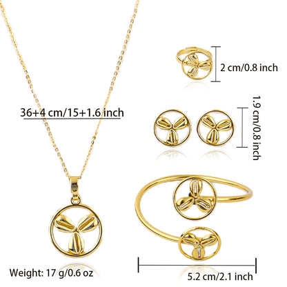 Fashion Gold Plated Necklace Bracelet Earrings Ring Jewelry Set for Women Baby Elegant Jewelry Sets for Wedding Party Gift