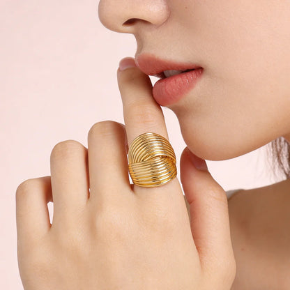 Minimalist Style Ring 18K Gold Plated Simple Titanium Rings for Women Gold Color Never Fade Luxury Classic rings Trendy Gift