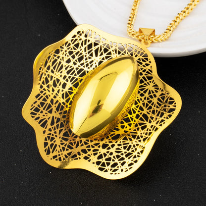 Dubai 24k Gold Plated Jewelry Sets for Women Indian Bridal Costume Necklace Earrings SetNigerian Wedding Party Gifts Wholesalers