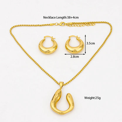 18K Gold Bag-Shape Earring Set & Necklace, Brazil Luxury 2Pcs Jewelry for Women, Party Wedding Gift, Elegant Jewellery Woman