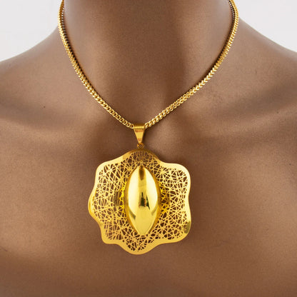 Dubai 24k Gold Plated Jewelry Sets for Women Indian Bridal Costume Necklace Earrings SetNigerian Wedding Party Gifts Wholesalers