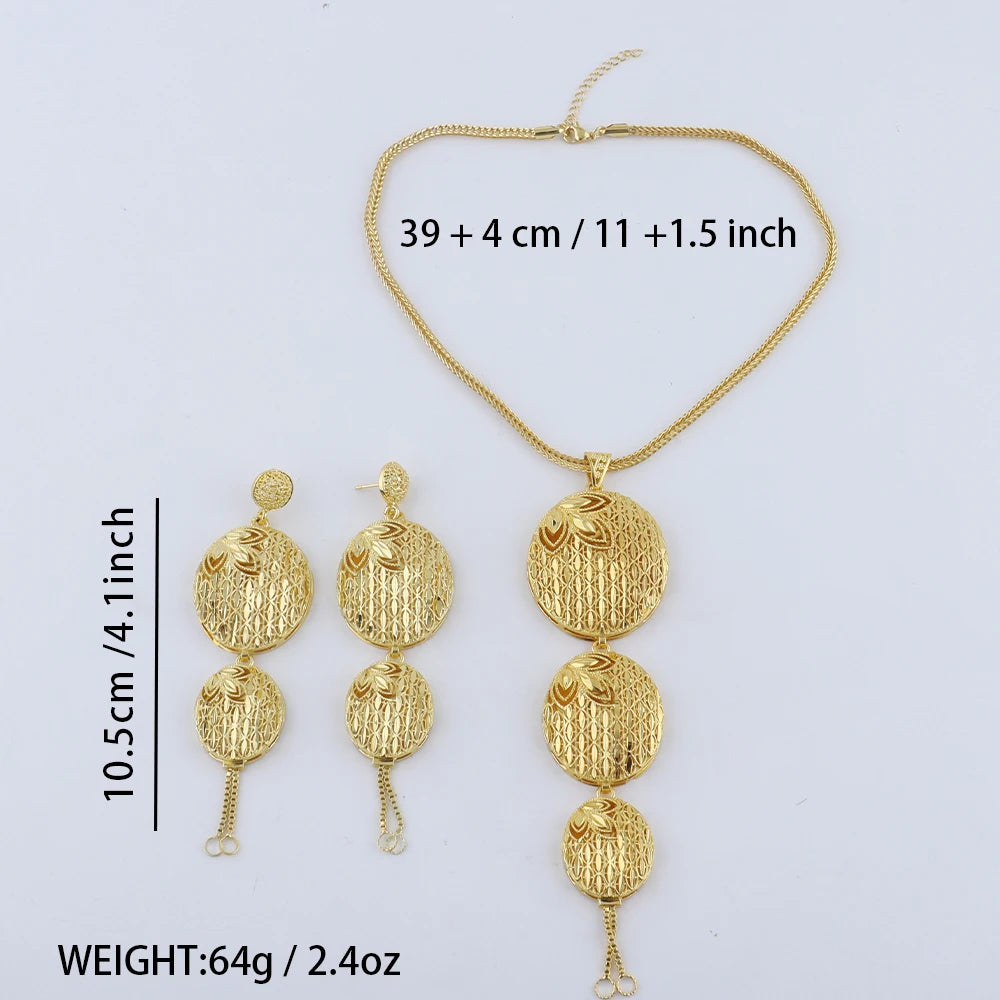 Color Indian Jewelry Set: Earrings & Necklace Gift for Women, Dubai Arabic Bridal Party