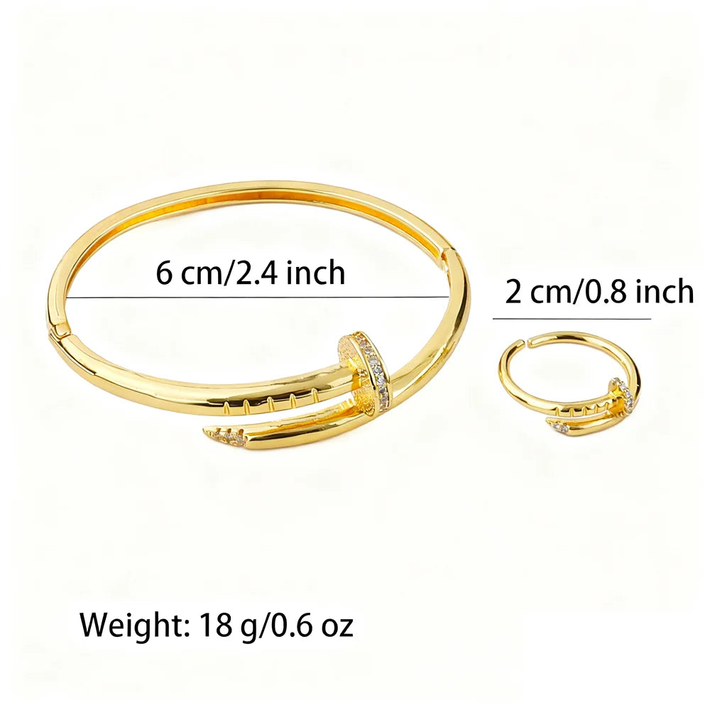 luxury jewelry accessories shine crystal design cocktail bracelet bangle ring bride weddings High Temperament  jewelry sets