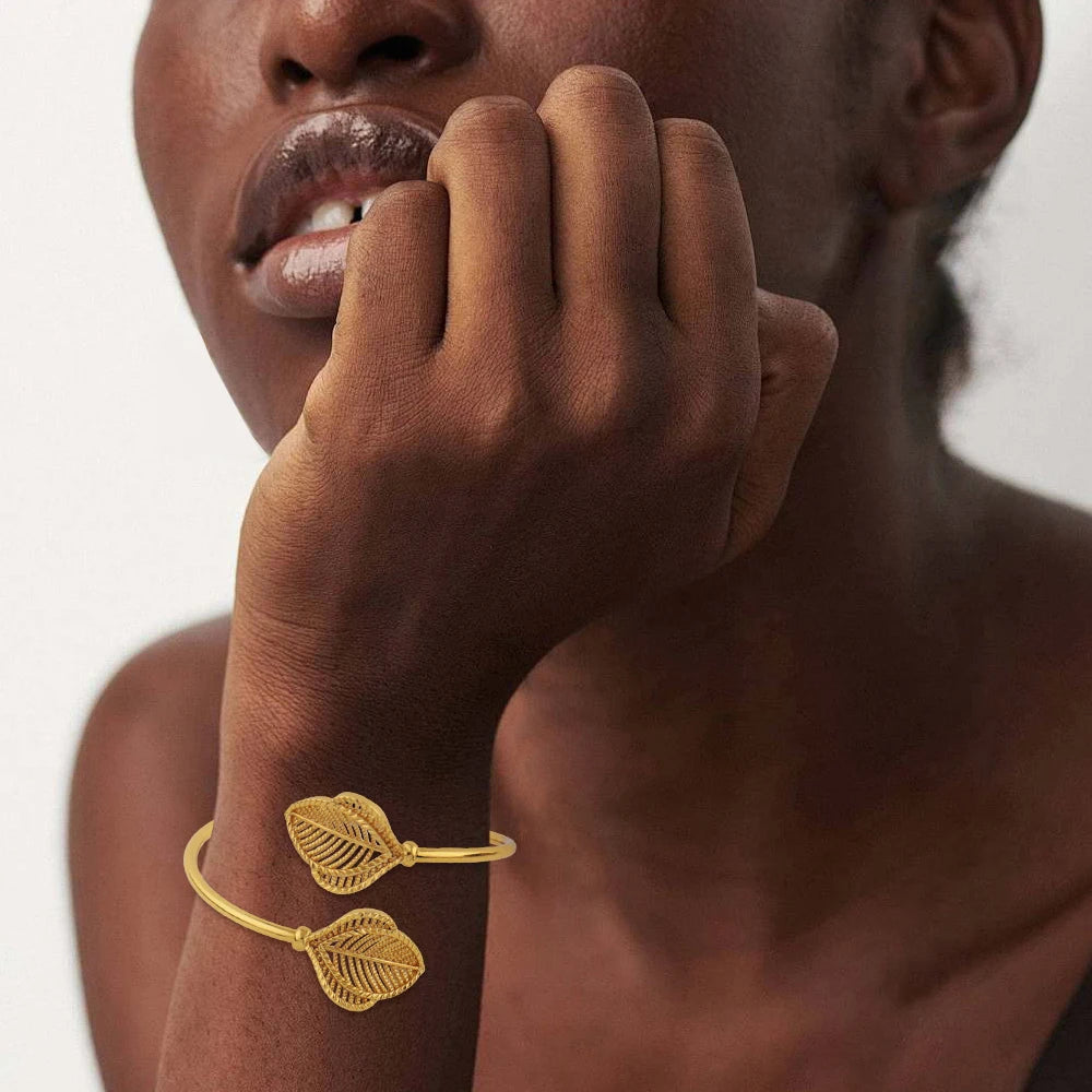 New Cuff Bracelet For Women Party Dubai Leaf Shape Bangles  Color Bangles Jewelry Accessories For Party Anniversary Gift