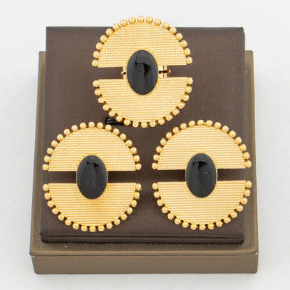 Women 18k Gold Color earrings ring Set Colorful 2pcs jewelry set Dubai engagement jewelry set Wedding Gift Accessories