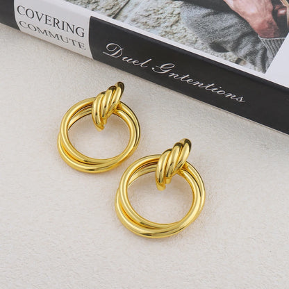 316L Stainless Steel Irregular Lines Earrings Necklace 18K Gold Plated Geometric Jewelry For Women Men Vintage Punk Jewelry