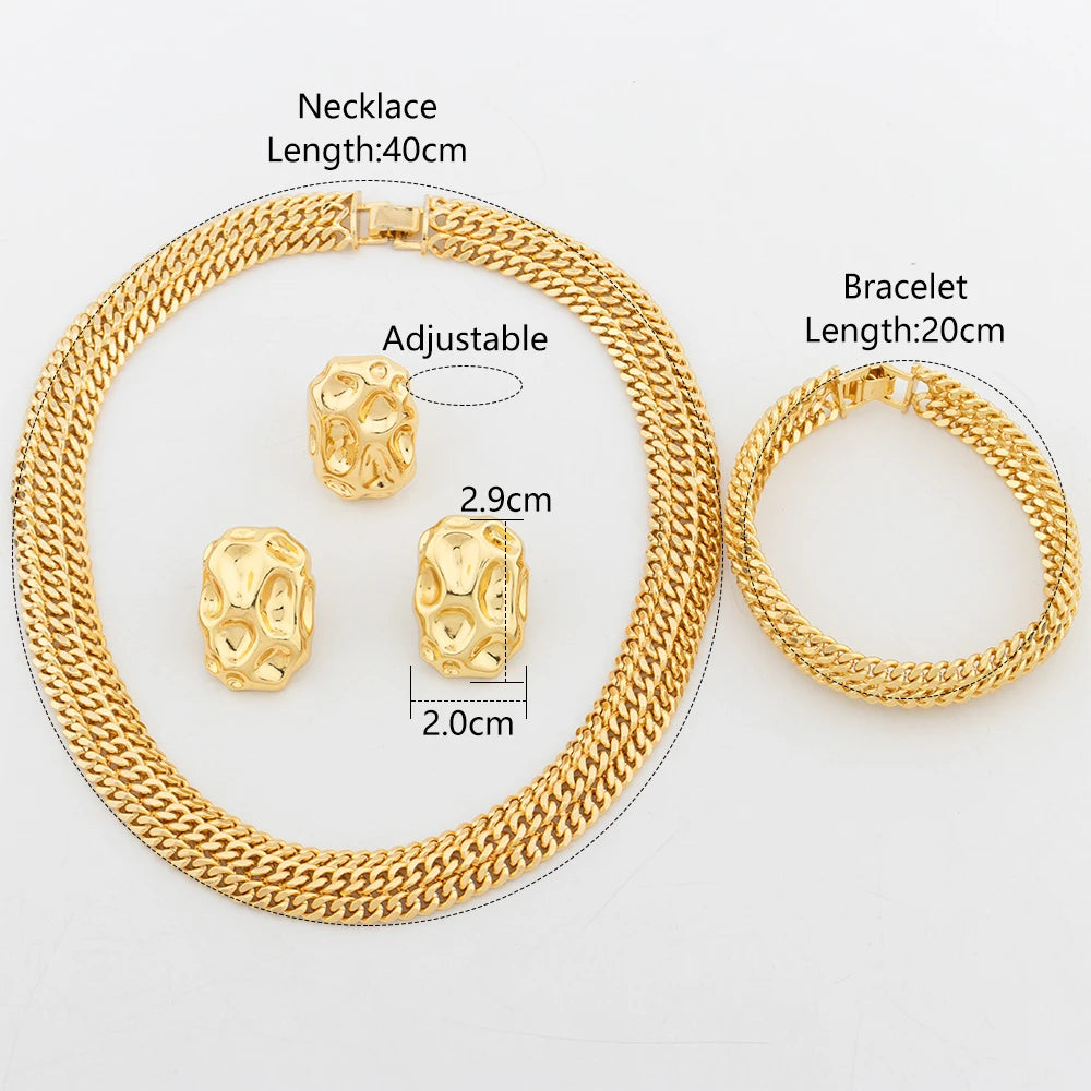 YM Gold Plated Jewelry Sets for Women Dubai Bridal France Luxury Wedding Necklace Earrings Bracelet Ring African Party Gifts - YUEMING JEWELRY