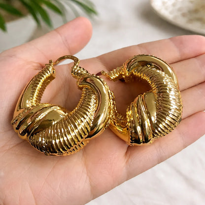 Luxury Dubai Hoop Earrings Women's Jewelry Large Drop Earrings Nigeria Wedding Bridal Earrings Jewelry Wholesale Party
