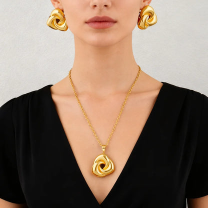 Stainless steel Necklace and earrings set for women high quality sets 24k plated jewelry gifts for women weddings mother set