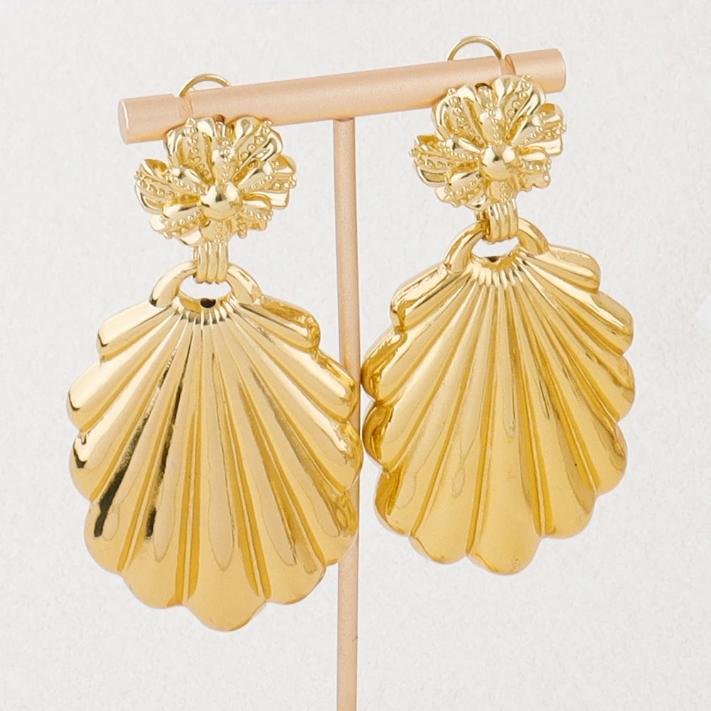 Dubai Luxury 18K Gold Plated Earrings African Hoop Earrings For Women Jewelry Sets Indian Nigerian Wedding Jewellery Party Gifts