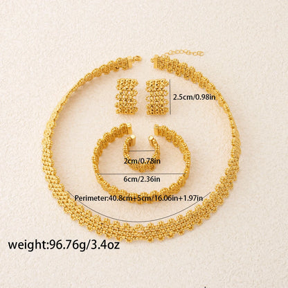 Jeweled 4-Piece Set Necklace Earrings Bracelet and Ring Handcrafted Water-Resistant and Hypoallergenic Fashionable Bridal Gifts