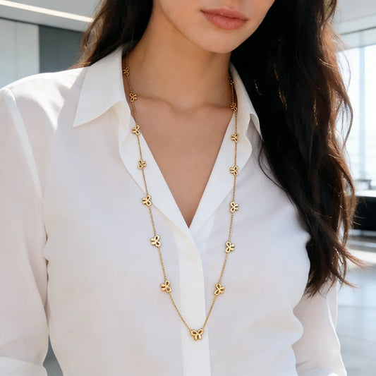gold color simple chain long necklaces High Quality fashion sweater chain Necklace Women Jewelry Accessories Party Gifts