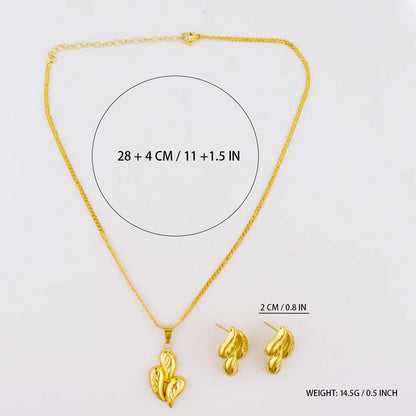 Gold Color Three-layers Water Drop Teardrops Pendants Necklace Earrings Set for Women  Wedding Banquet  Jewelry Accessories Gift