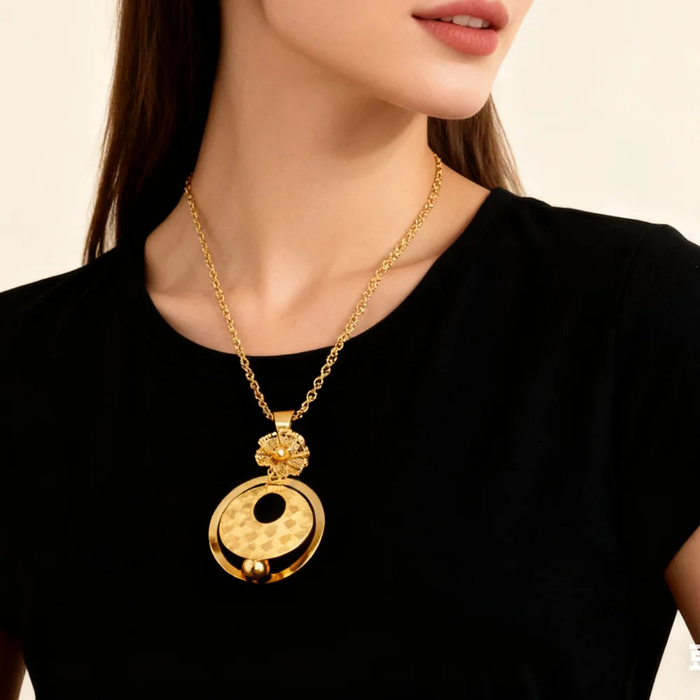 316L stainless steel gold color jewelry set Fashion Personality Simple Punk Retro Hip-hop High Temperament necklaces earrings