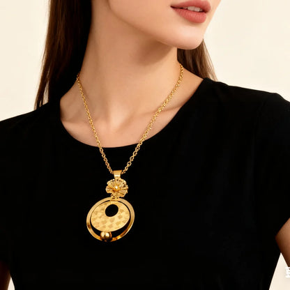 316L stainless steel gold color jewelry set Fashion Personality Simple Punk Retro Hip-hop High Temperament necklaces earrings