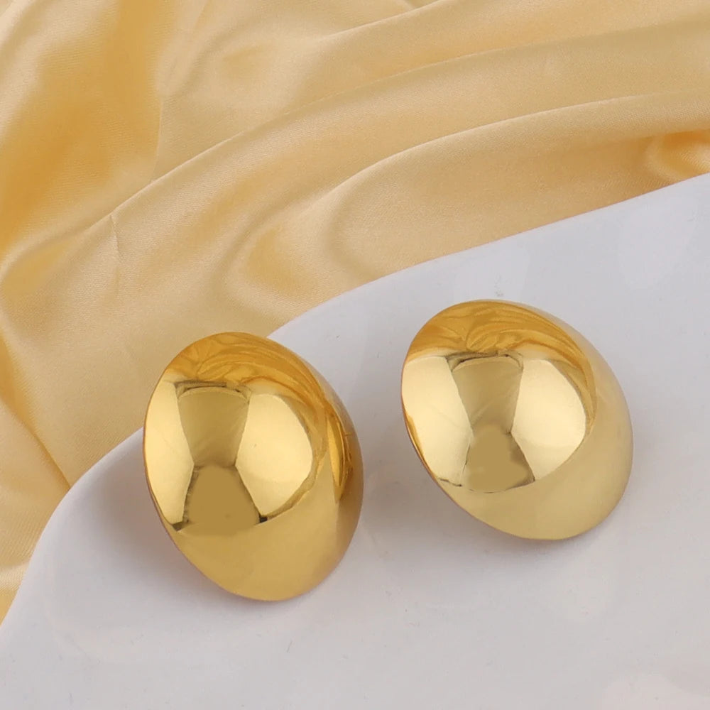 316L Stainless Steel Retro Exaggerated Geometric Round Design Earrings For Women European American Style Large Earrings Jewelry
