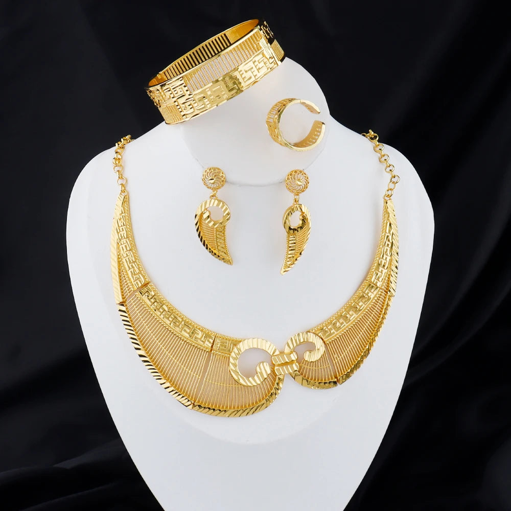 france luxury accessorie 24k gold plated earrings necklaces bracelets ring east jewelry sets dubai jewelry Exquisite gifts