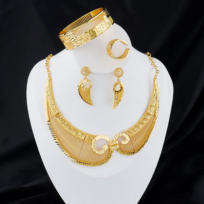 france luxury accessorie 24k gold plated earrings necklaces bracelets ring east jewelry sets dubai jewelry Exquisite gifts