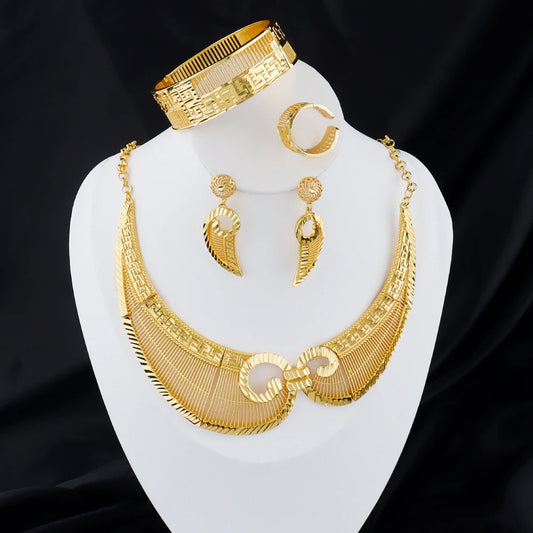 france luxury accessorie 24k gold plated earrings necklaces bracelets ring east jewelry sets dubai jewelry Exquisite gifts