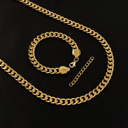 Classic Cuban Chain Set Necklace and Bracelet 2Pieces Set for Men and Women Suitable for Any Occasion