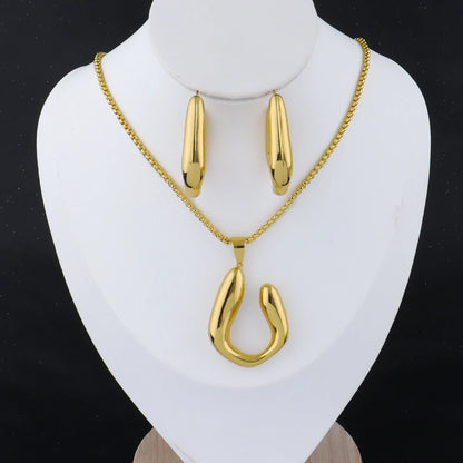 Waterproof 316l Stainless Steel Geometric Pendants earrings necklace for 18K Gold Plated Minimalist Fashion Unisex Jewelry