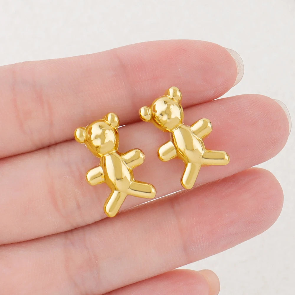 Fashion Jewelry Bear Necklace Cute Women's Jewelry 18k Gold Earring Set Exquisite Design Goth Party Christmas Gift