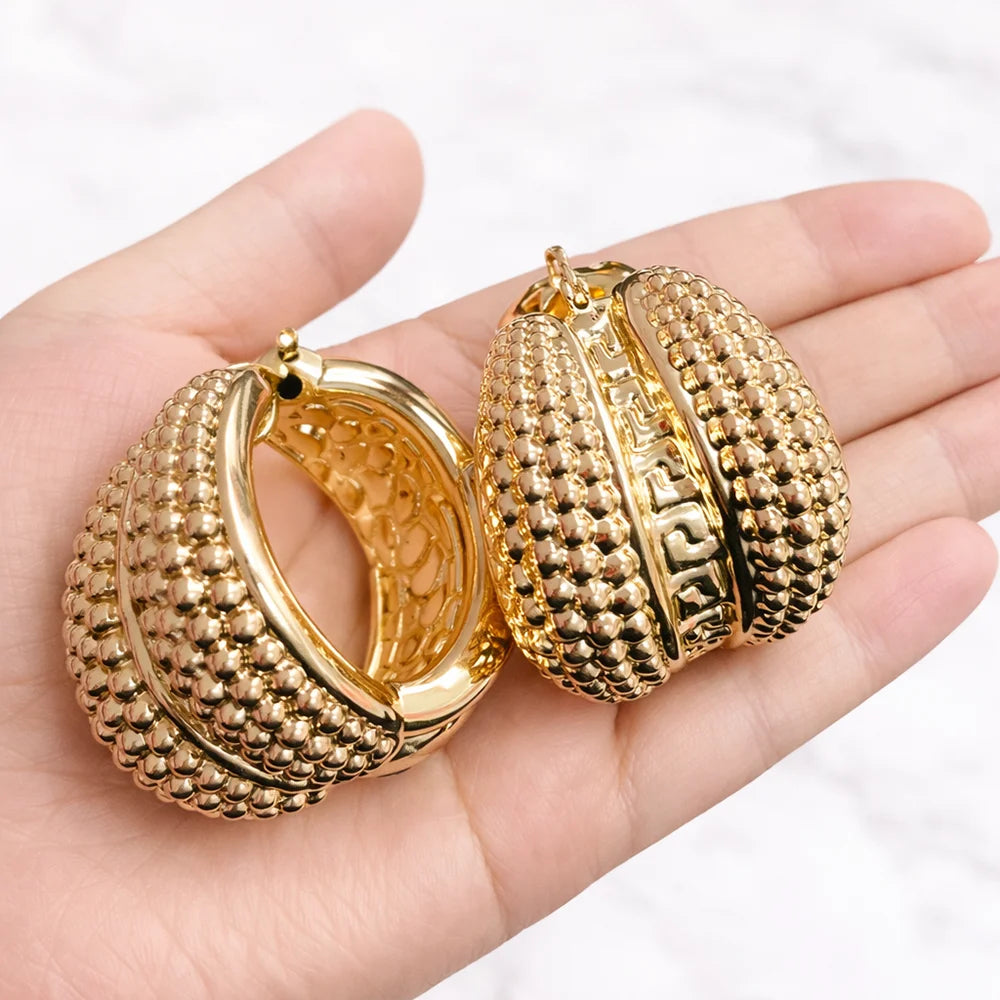 Luxury Dubai Hoop Earrings Women's Jewelry Large Drop Earrings Nigeria Wedding Bridal Earrings Jewelry Wholesale Party