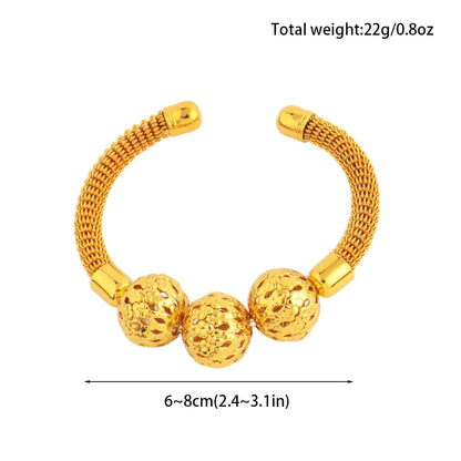 Women Charm Adjustable Bracelet Dubai Round Bead Bangle African Hollow Out Bangle Jewelry Gift For Party Mother's Day Wedding