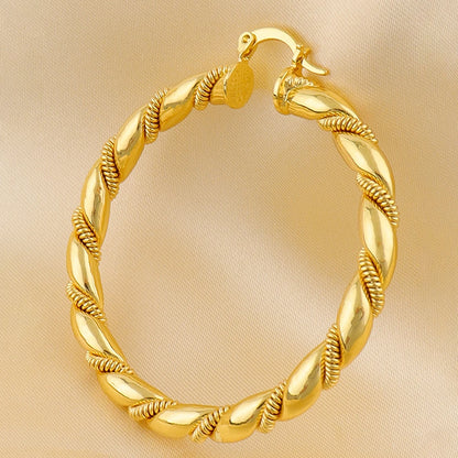 Vintage Round Stainless Steel Hoop Earrings For Women Gold Plated Earring Wedding Party Jewelry Christmas Gifts